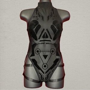 Dolls Kill / Club Exx Cyberpunk Black Mesh Bodysuit